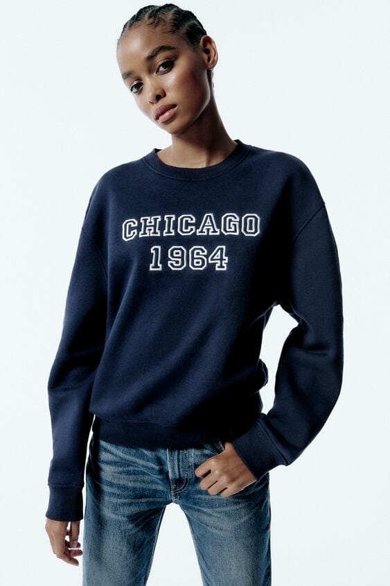 ZARA Women Chicago Sweatshirt - Blue