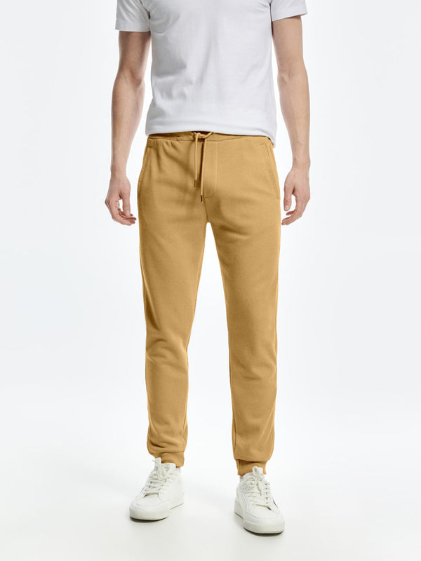 RESERVED SOFT COTTON PIQUE SUMMER SLIM SWEATPANTS – KHAKI TROUSER