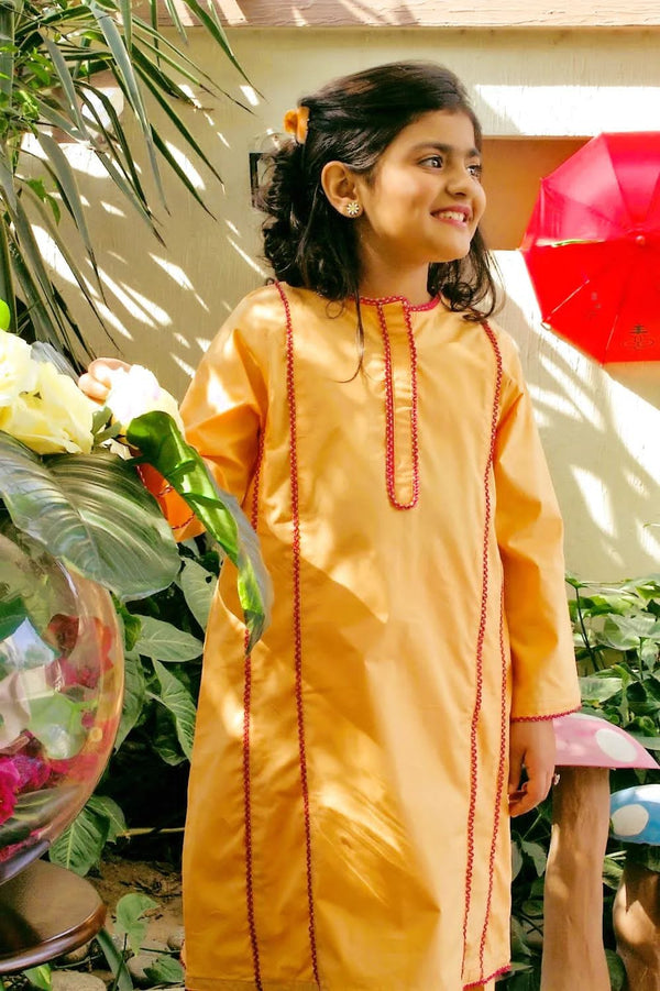 Small Girl 2 Piece Orange Kameez Shalwar