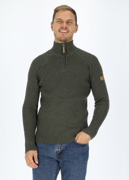 Swedemount Mock Neck Half Zipper Sweater - Green