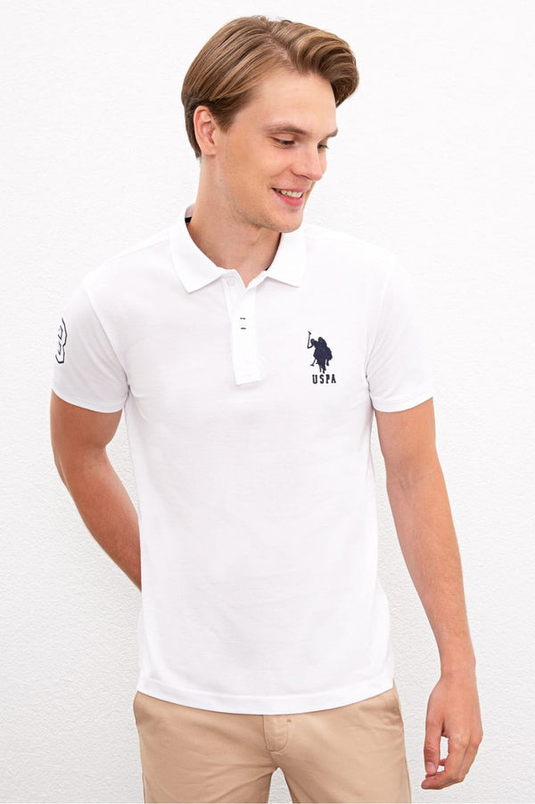 USPA White Men's Polo Shirt