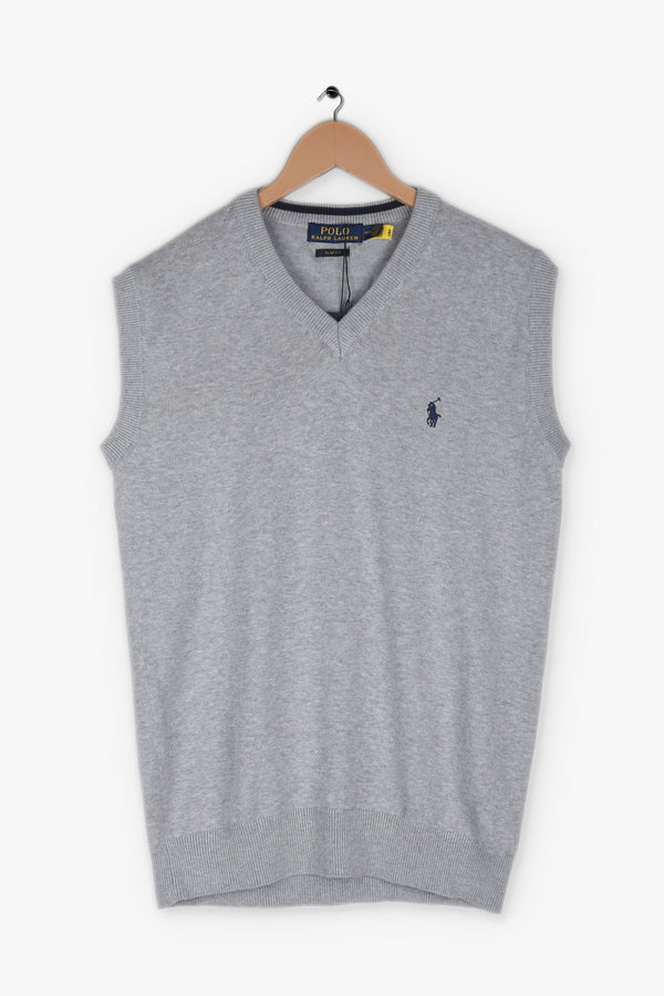 RALPH LAUREN SLEEVELESS SWEATER LIGHT GREY