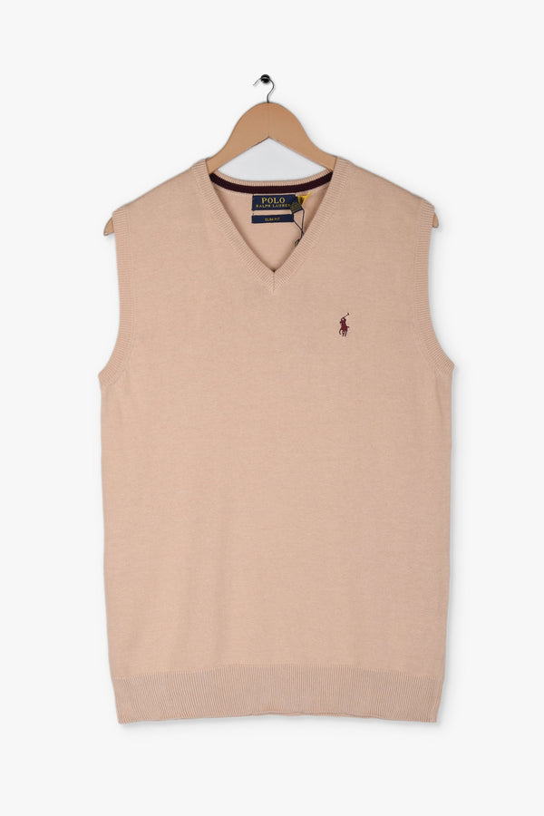 RALPH LAUREN SLEEVELESS SWEATER - BEIGE