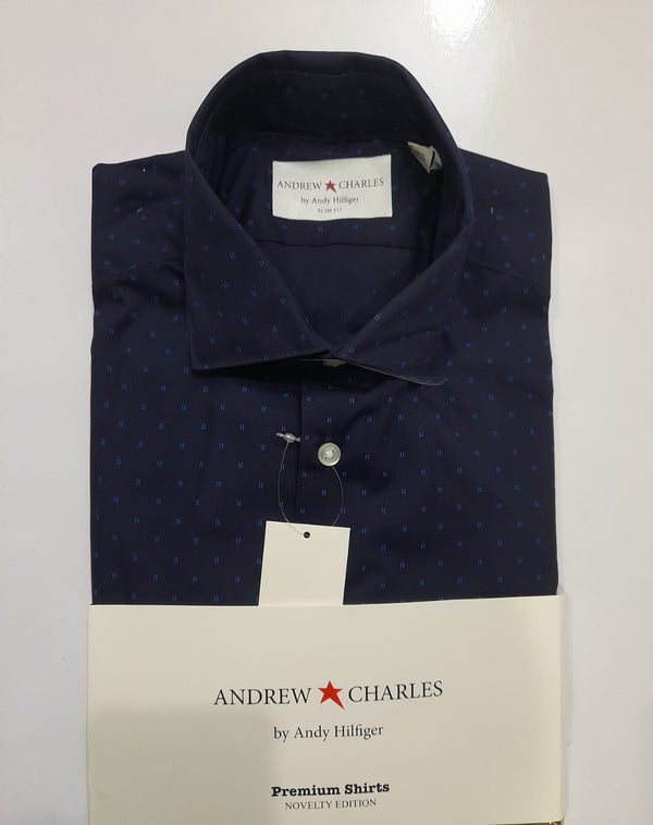 Andrew Charles Blue Dotted Imported Casual Shirt
