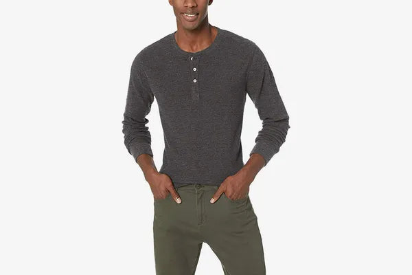 Amazon Front Button Thermal Sweatshirt Grey