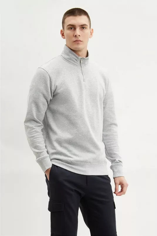 BURTON MOCK NECK HALF ZIPPER GREY